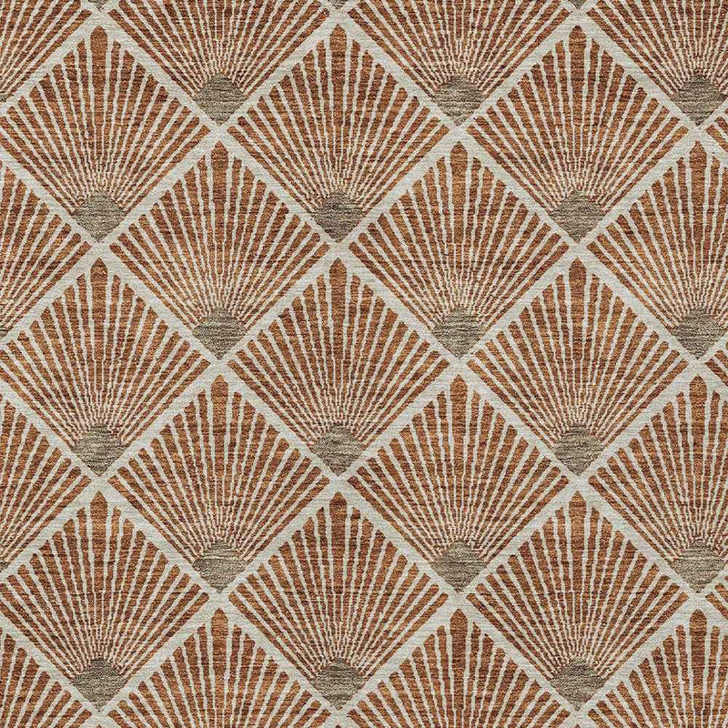 8' X 10' Brown Copper And Beige Geometric Washable Indoor Outdoor Area Rug