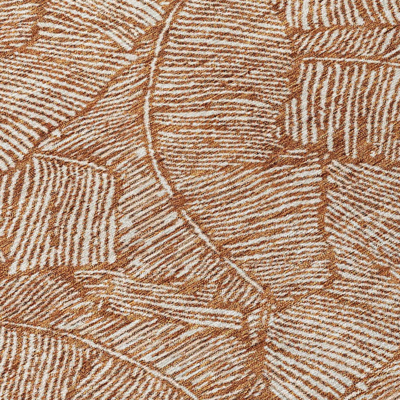 10' X 14' Copper And Beige Floral Washable Indoor Outdoor Area Rug