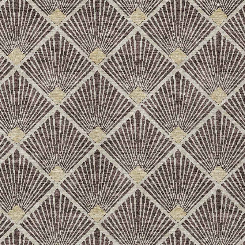 10' X 14' Brown And Beige Geometric Washable Indoor Outdoor Area Rug