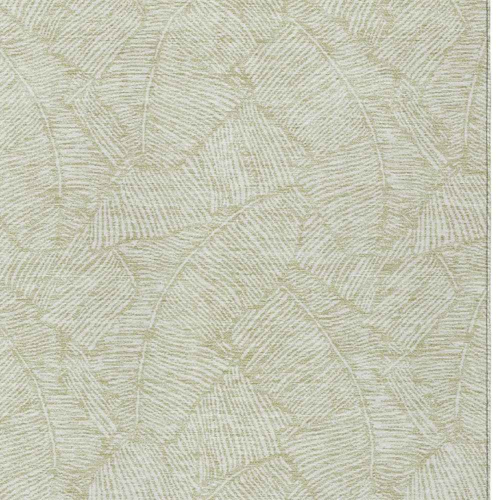 10' X 14' Artichoke Green And Ivory Floral Washable Indoor Outdoor Area Rug
