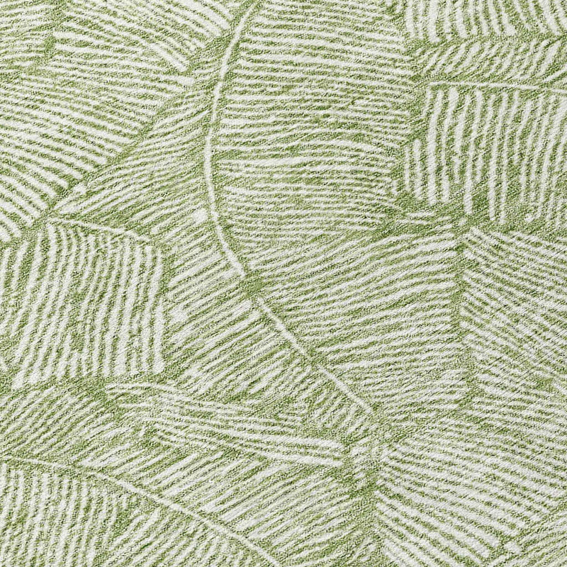 8' Green And Ivory Round Floral Washable Indoor Outdoor Area Rug