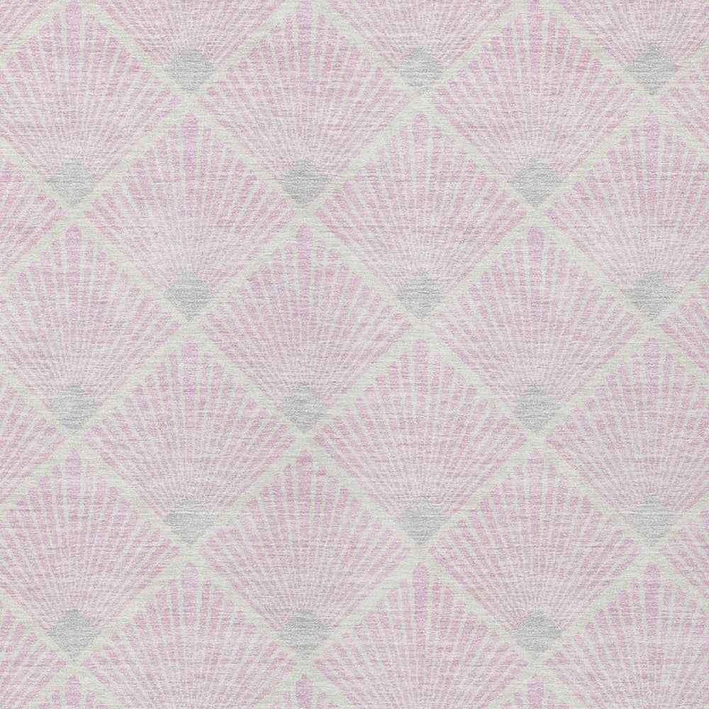 8' X 10' Pink Gray And Ivory Geometric Washable Indoor Outdoor Area Rug