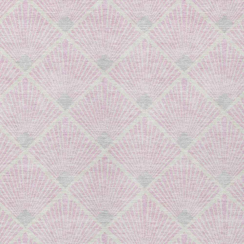 8' X 10' Pink Gray And Ivory Geometric Washable Indoor Outdoor Area Rug