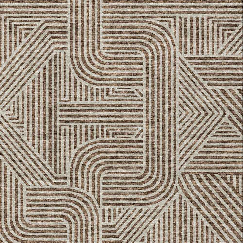 3' X 5' Brown And Beige Abstract Washable Indoor Outdoor Area Rug