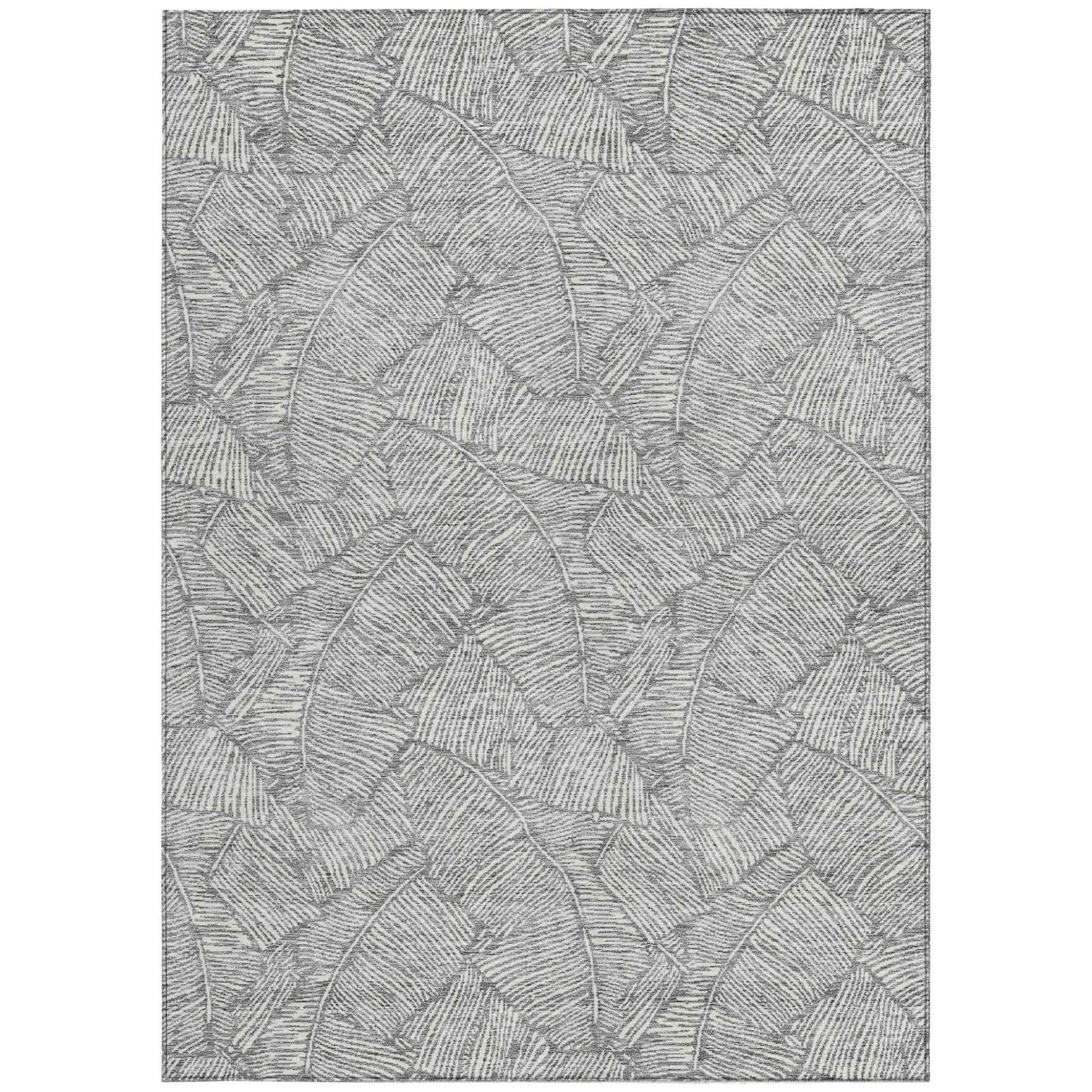 3' X 5' Gray And Ivory Floral Washable Indoor Outdoor Area Rug
