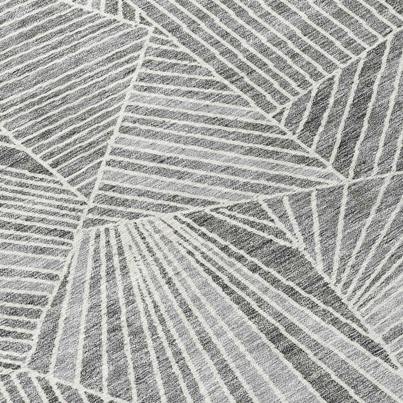 3' X 5' Gray And Ivory Geometric Washable Indoor Outdoor Area Rug