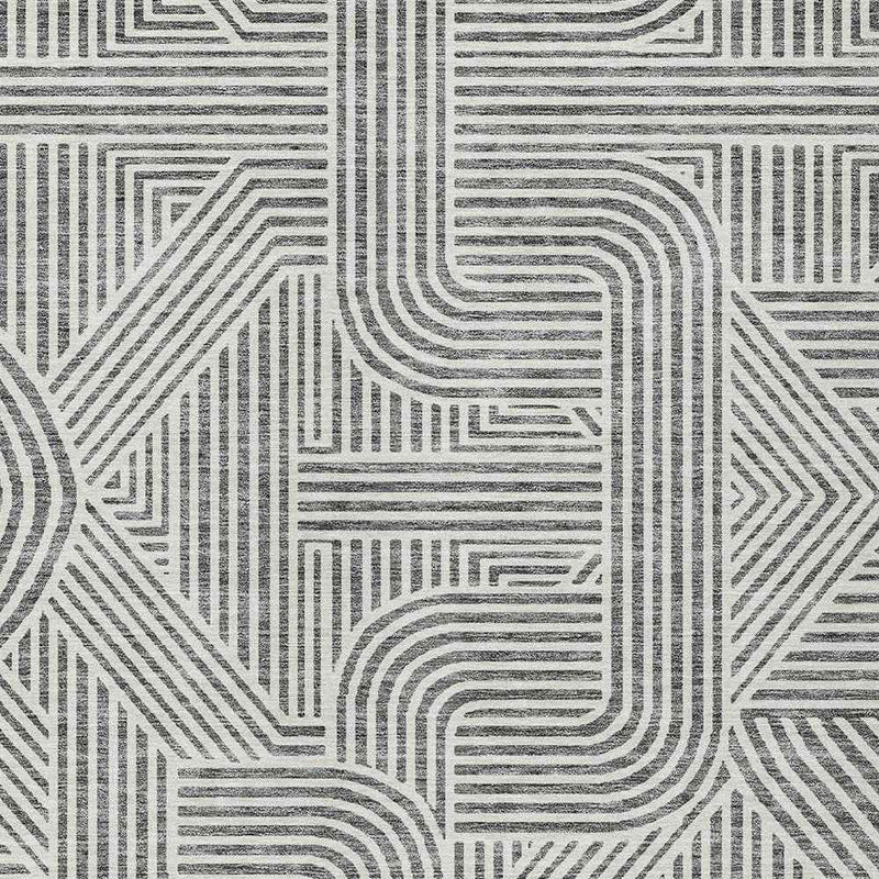 9' X 12' Gray And Ivory Abstract Washable Indoor Outdoor Area Rug