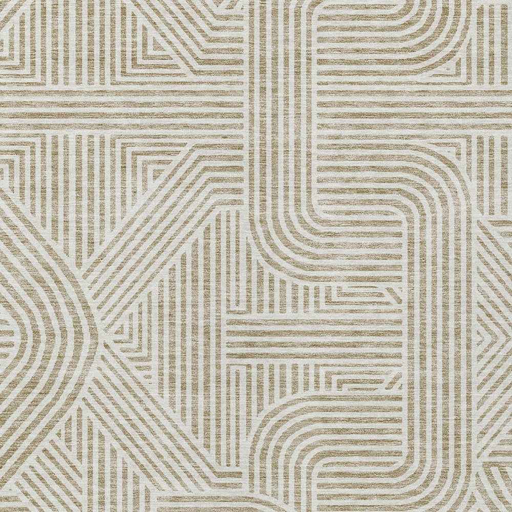 8' X 10' Beige And Brown Abstract Washable Indoor Outdoor Area Rug