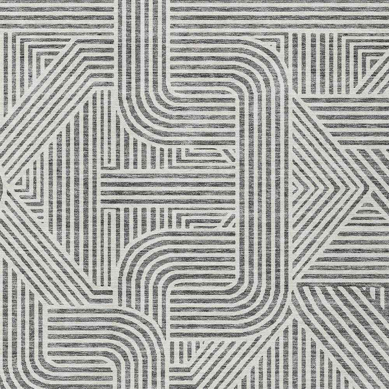 5' X 8' Gray And Ivory Abstract Washable Indoor Outdoor Area Rug