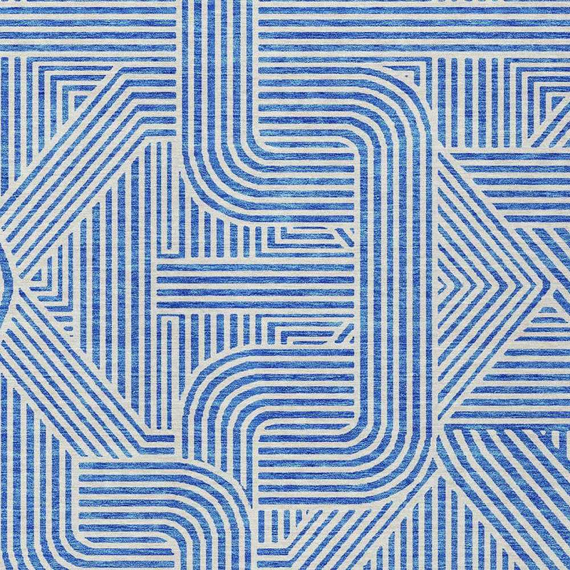 8' X 10' Blue And Ivory Abstract Washable Indoor Outdoor Area Rug