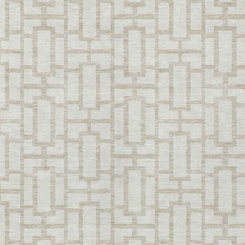 8' X 10' Ivory And Beige Geometric Washable Indoor Outdoor Area Rug