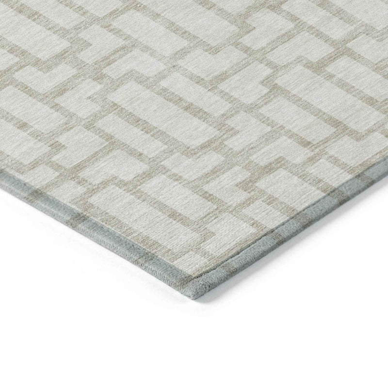 8' X 10' Ivory And Beige Geometric Washable Indoor Outdoor Area Rug