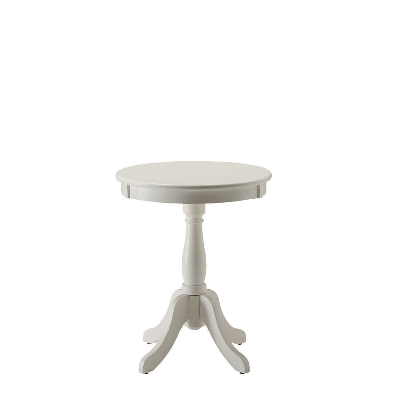 22" White Wood Round Pedestal End Table - Living Room