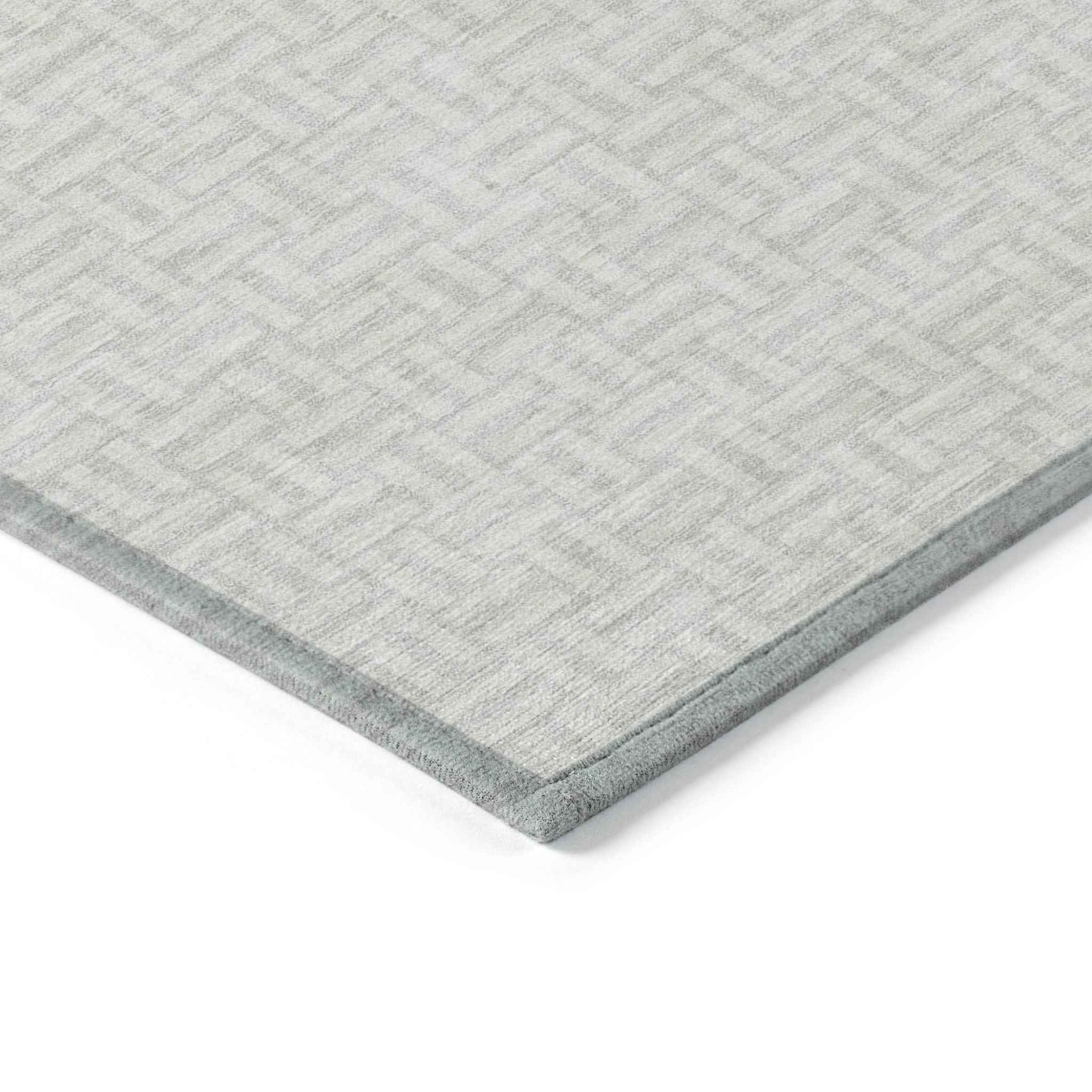 3' X 5' Ivory And Silver Geometric Washable Indoor Outdoor Area Rug
