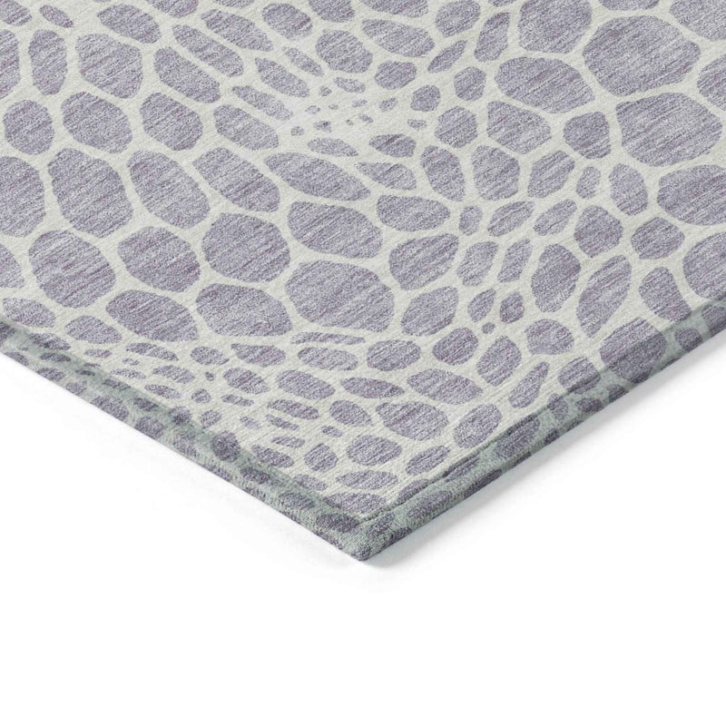 5' X 8' Lilac And Ivory Geometric Washable Indoor Outdoor Area Rug