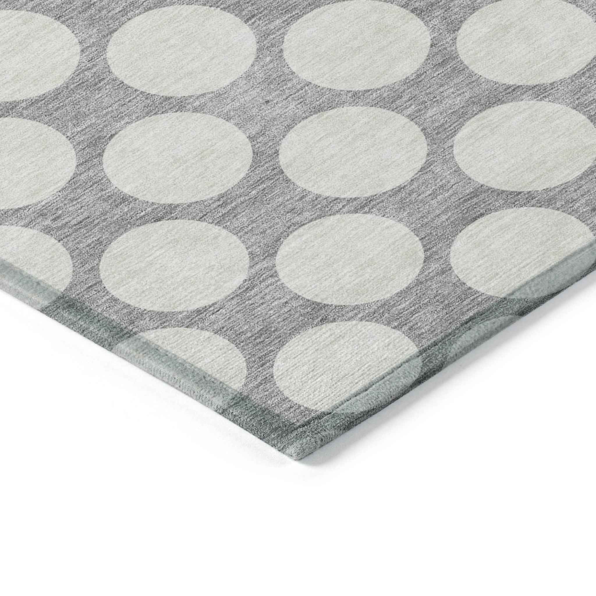 5' X 8' Gray And Silver Polka Dot Washable Indoor Outdoor Area Rug