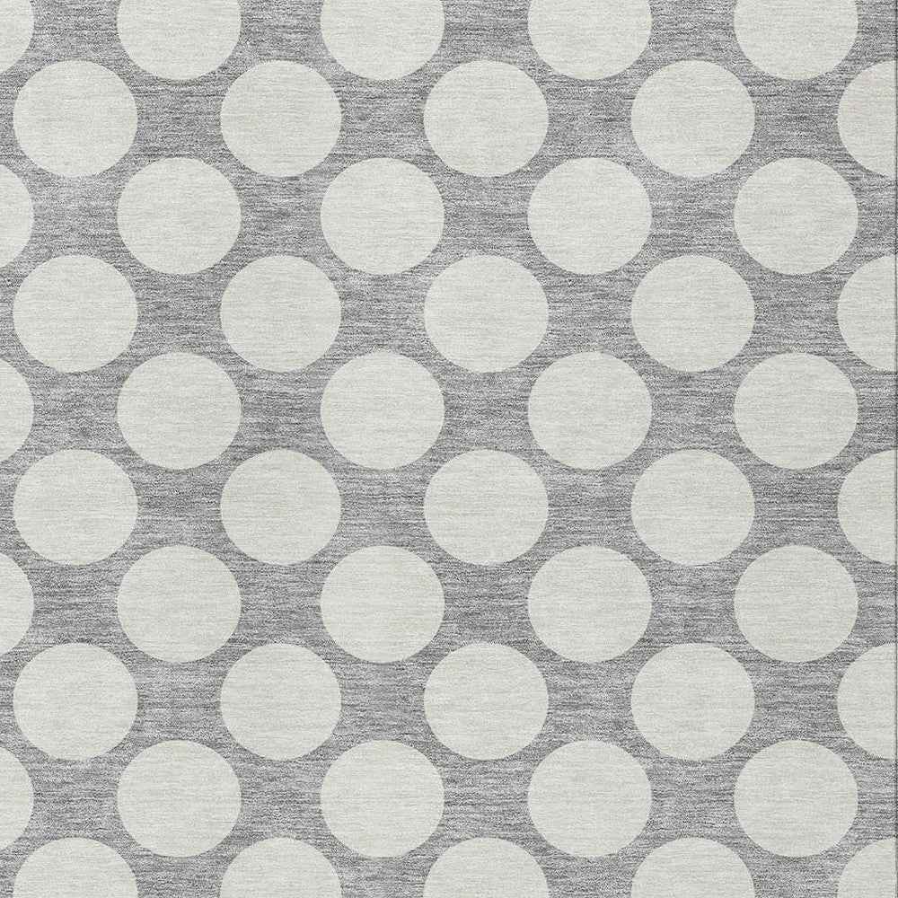 5' X 8' Gray And Silver Polka Dot Washable Indoor Outdoor Area Rug