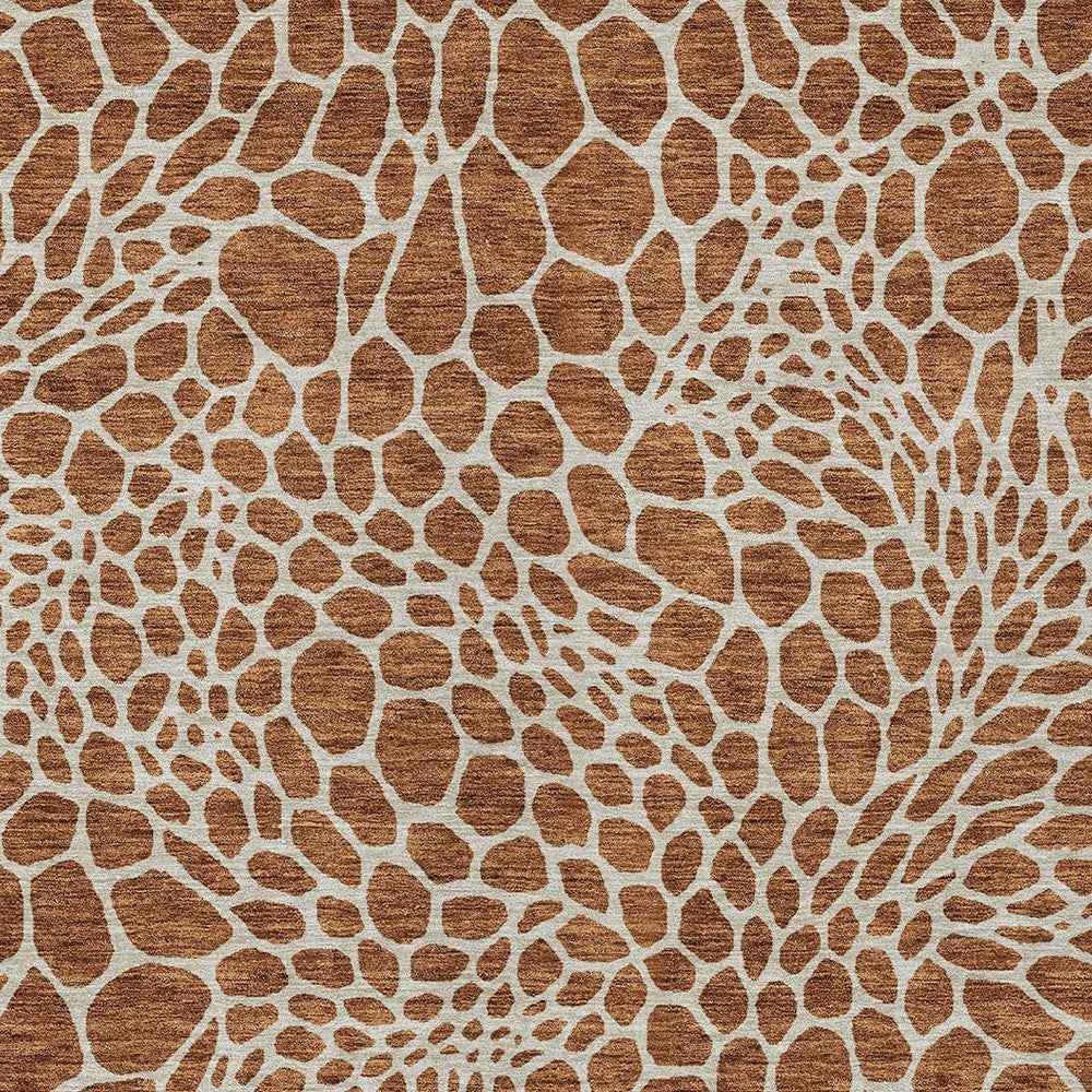 5' X 8' Brown And Beige Geometric Washable Indoor Outdoor Area Rug