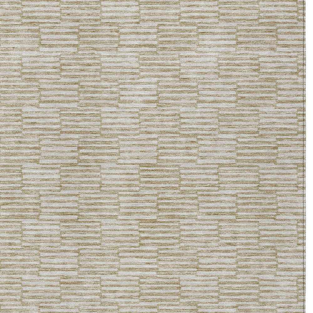 8' X 10' Beige And Ivory Geometric Washable Indoor Outdoor Area Rug