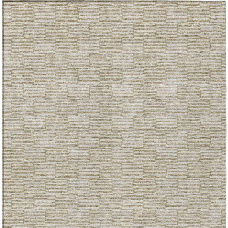 8' X 10' Beige And Ivory Geometric Washable Indoor Outdoor Area Rug