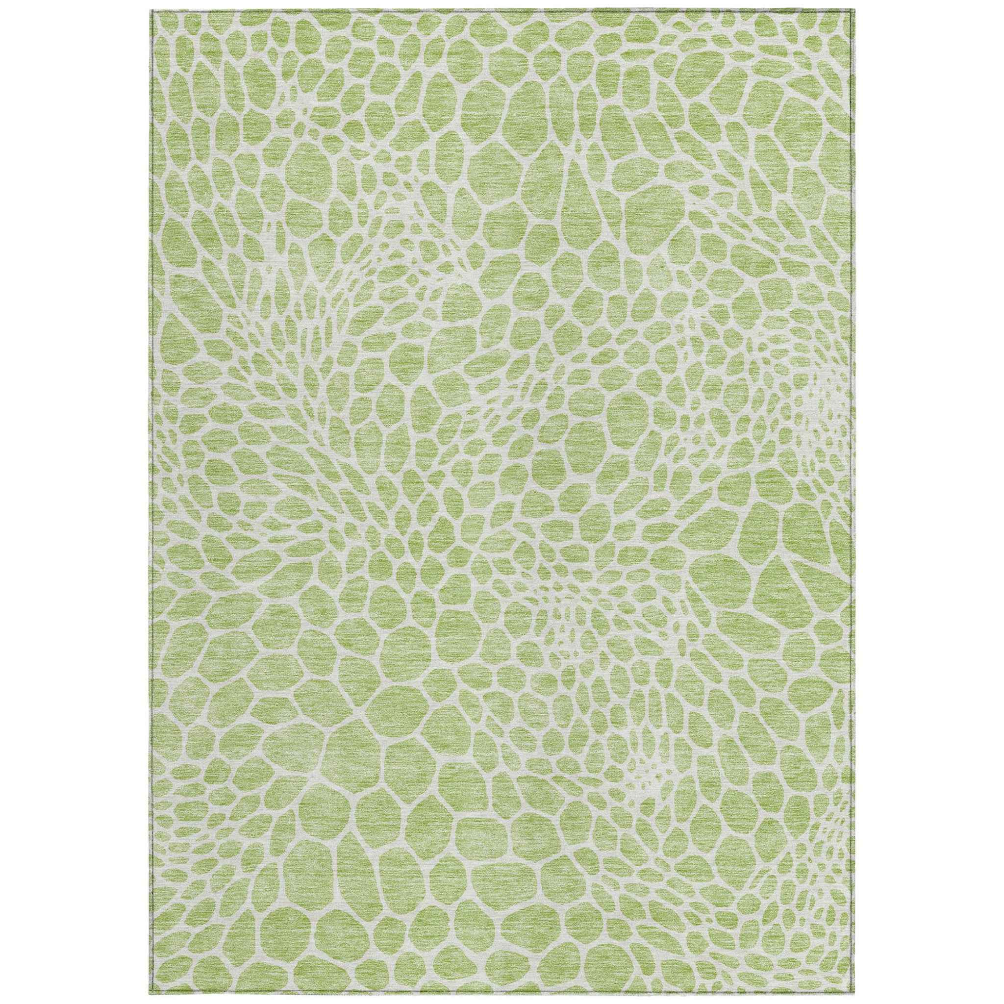 10' X 14' Artichoke Green And Ivory Geometric Washable Indoor Outdoor Area Rug
