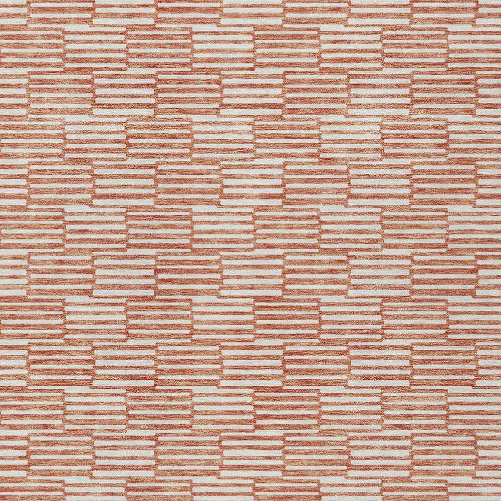 8' X 10' Salmon And Ivory Geometric Washable Indoor Outdoor Area Rug