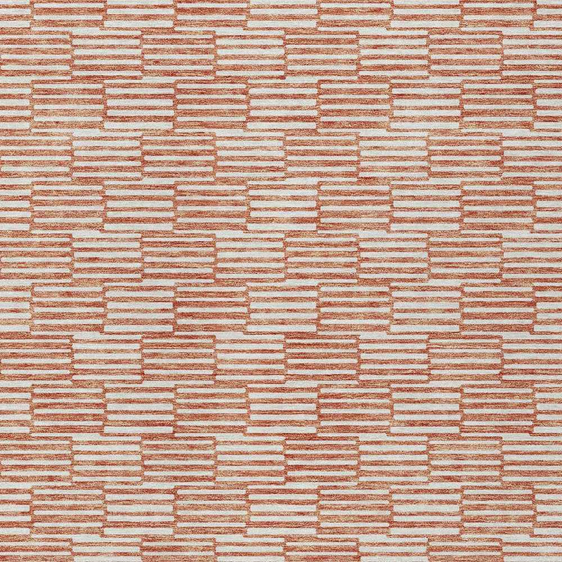 8' X 10' Salmon And Ivory Geometric Washable Indoor Outdoor Area Rug