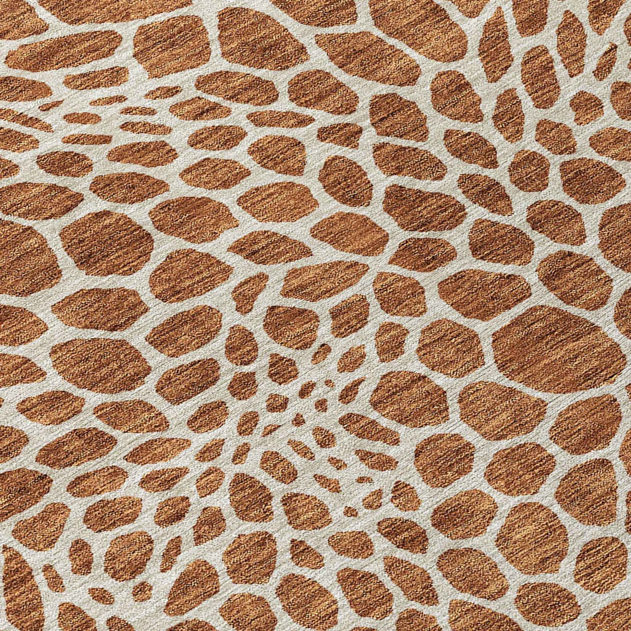 9' X 12' Brown And Beige Geometric Washable Indoor Outdoor Area Rug