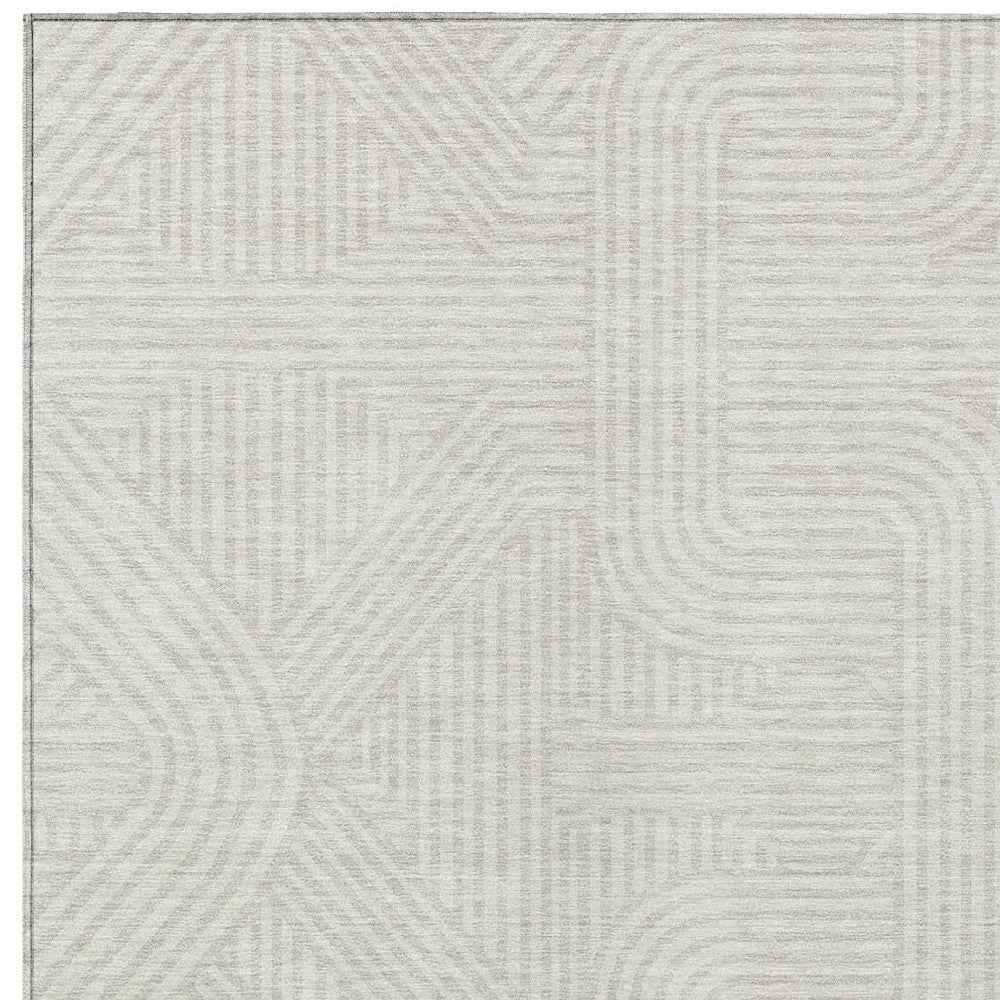 8' X 10' Ivory And Gray Abstract Washable Indoor Outdoor Area Rug