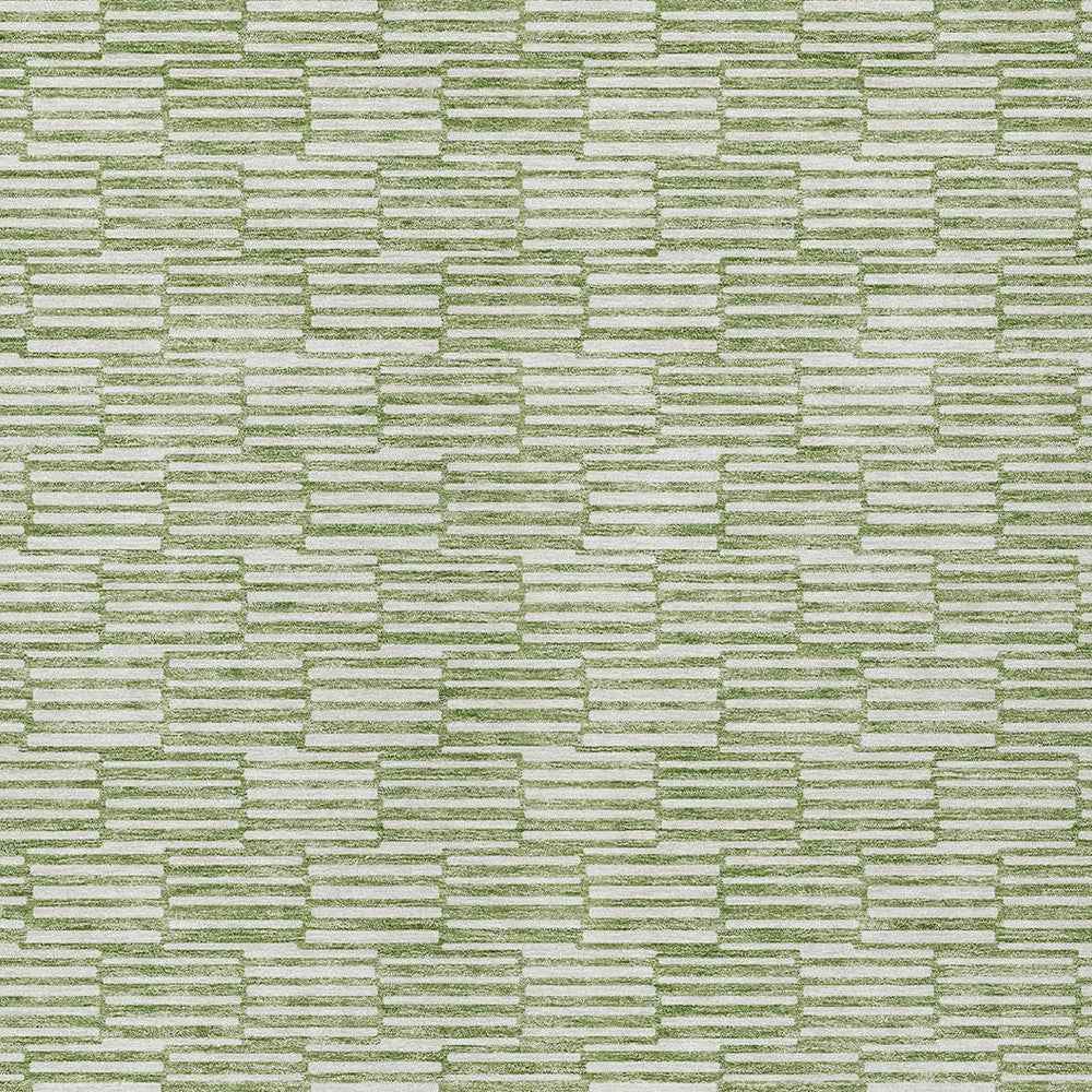 9' X 12' Green And Ivory Geometric Washable Indoor Outdoor Area Rug