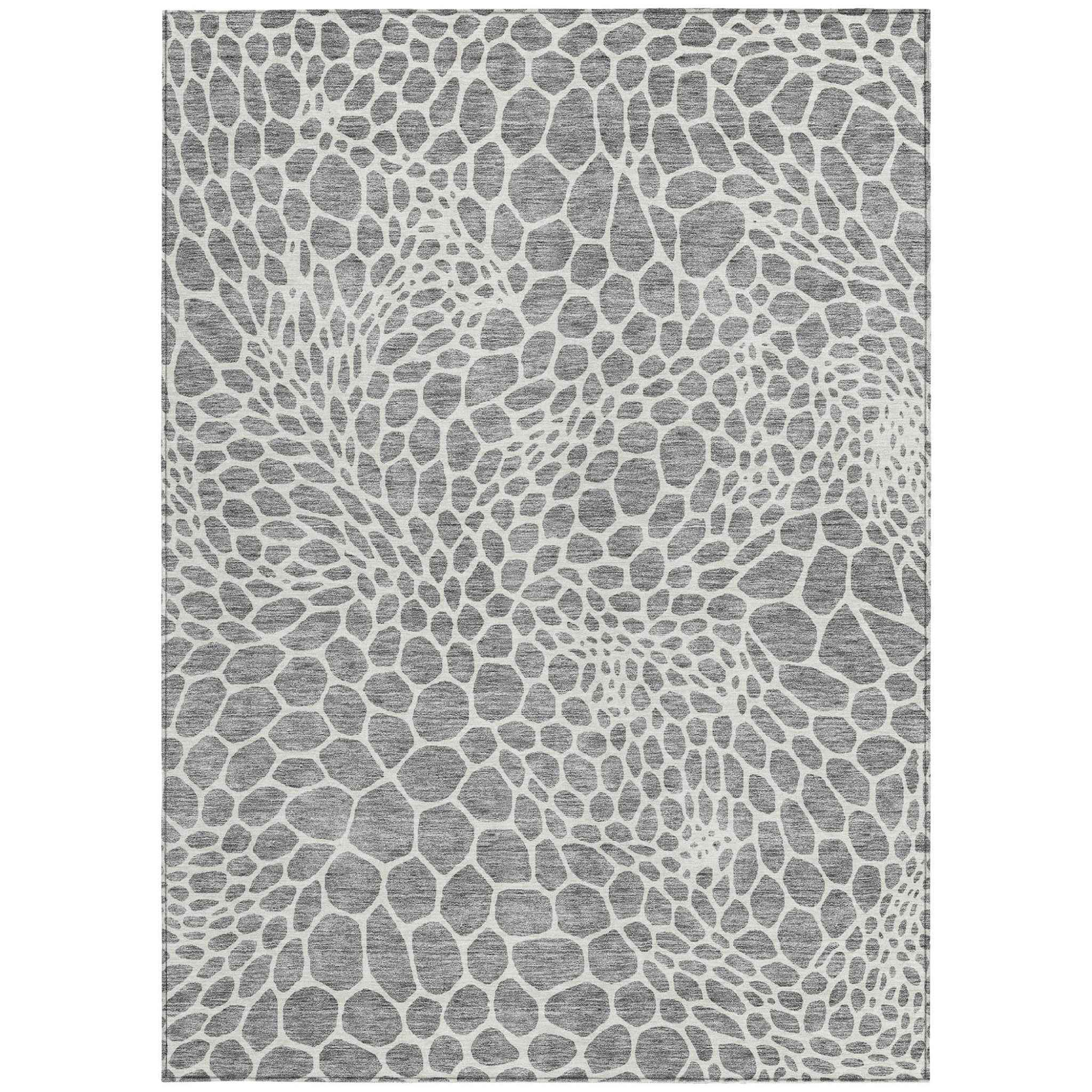 3' X 5' Gray And Ivory Geometric Washable Indoor Outdoor Area Rug