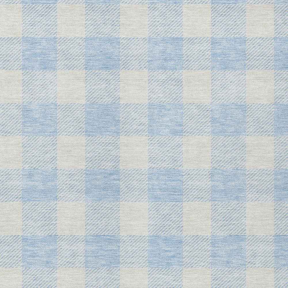 3' X 5' Sky Blue And Gray Plaid Washable Indoor Outdoor Area Rug