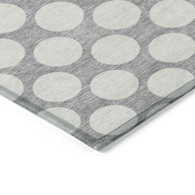 8' X 10' Gray And Silver Polka Dot Washable Indoor Outdoor Area Rug