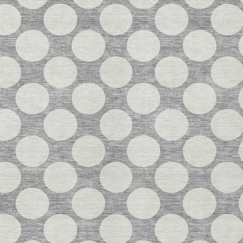 8' X 10' Gray And Silver Polka Dot Washable Indoor Outdoor Area Rug