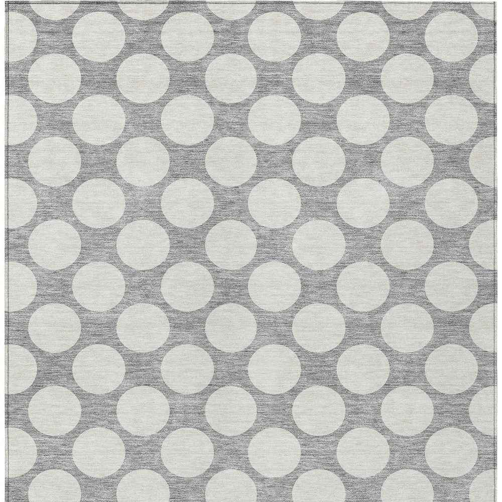8' X 10' Gray And Silver Polka Dot Washable Indoor Outdoor Area Rug