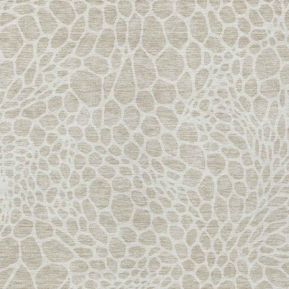 10' X 14' Beige And Ivory Geometric Washable Indoor Outdoor Area Rug