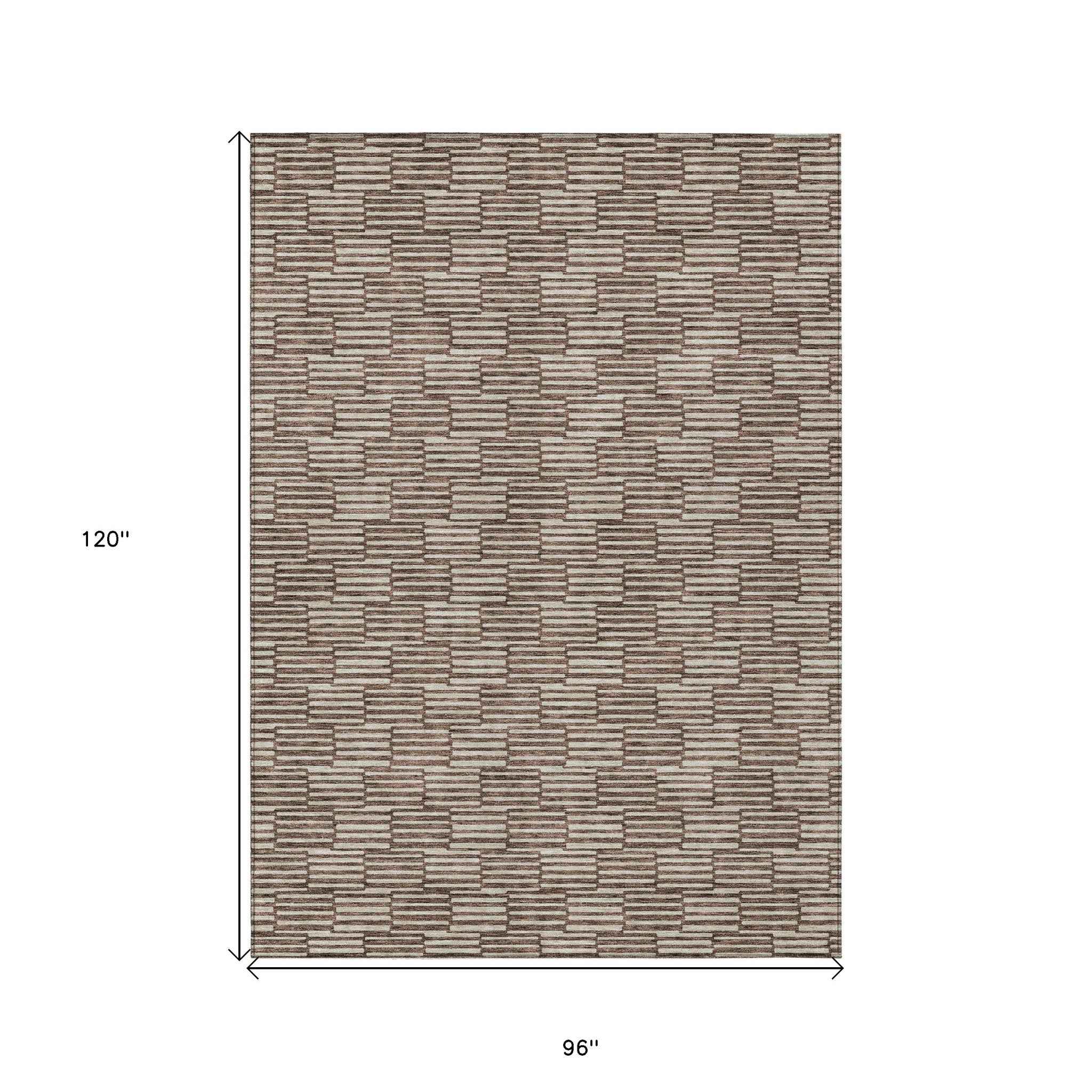8' X 10' Brown And Beige Geometric Washable Indoor Outdoor Area Rug