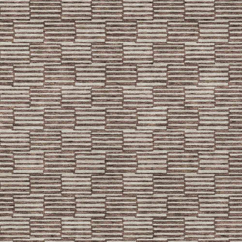 8' X 10' Brown And Beige Geometric Washable Indoor Outdoor Area Rug