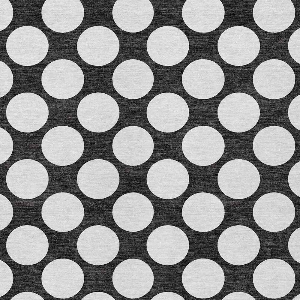 5' X 8' Black And Ivory Polka Dot Washable Indoor Outdoor Area Rug