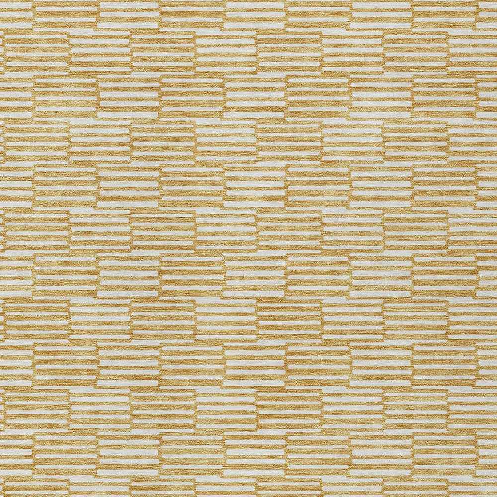 10' X 14' Gold And Beige Geometric Washable Indoor Outdoor Area Rug