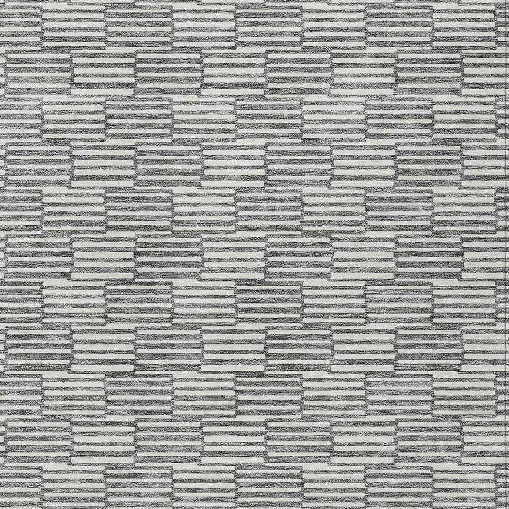 10' X 14' Gray And Ivory Geometric Washable Indoor Outdoor Area Rug