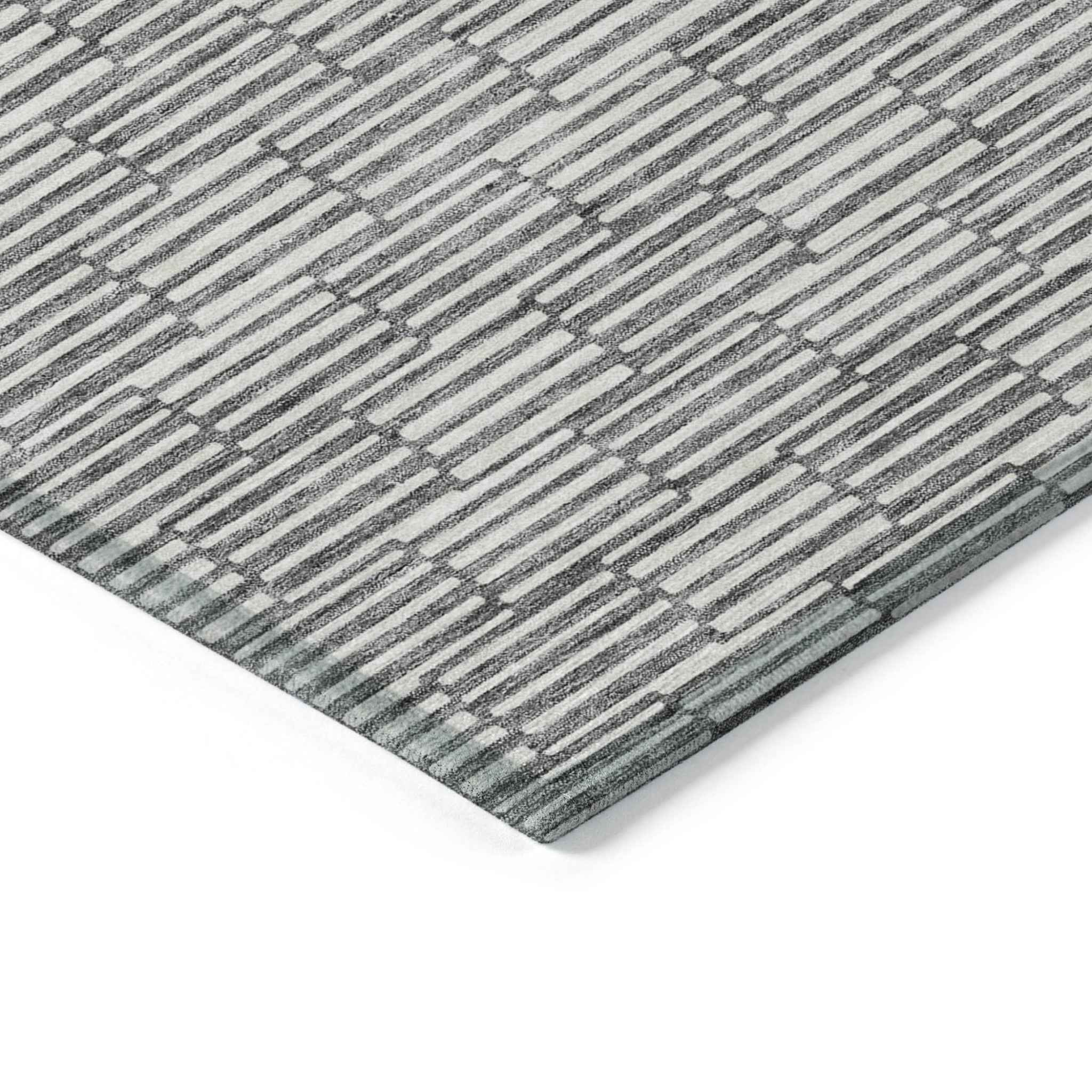 10' X 14' Gray And Ivory Geometric Washable Indoor Outdoor Area Rug
