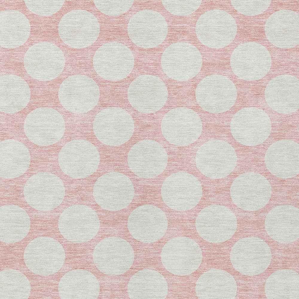 3' X 5' Pink And Gray Polka Dot Washable Indoor Outdoor Area Rug