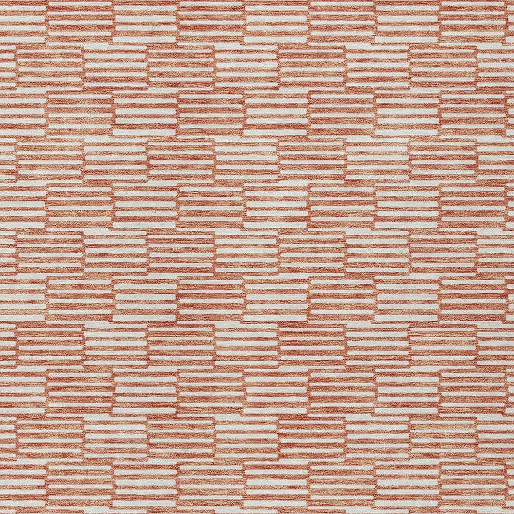 5' X 8' Salmon And Ivory Geometric Washable Indoor Outdoor Area Rug