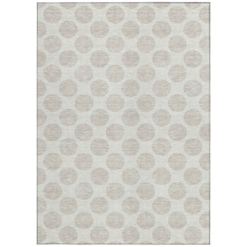 8' X 10' Ivory And Gray Polka Dot Washable Indoor Outdoor Area Rug