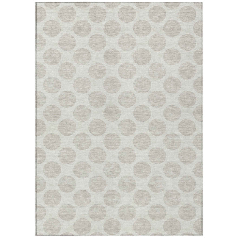 8' X 10' Ivory And Gray Polka Dot Washable Indoor Outdoor Area Rug