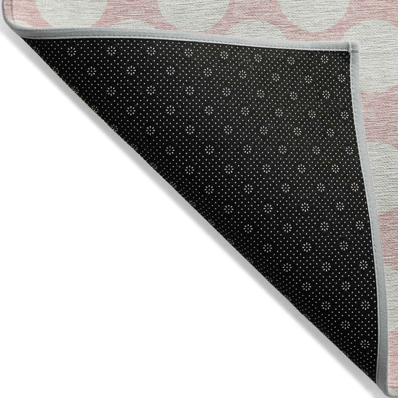 3' X 5' Pink And Gray Polka Dot Washable Indoor Outdoor Area Rug