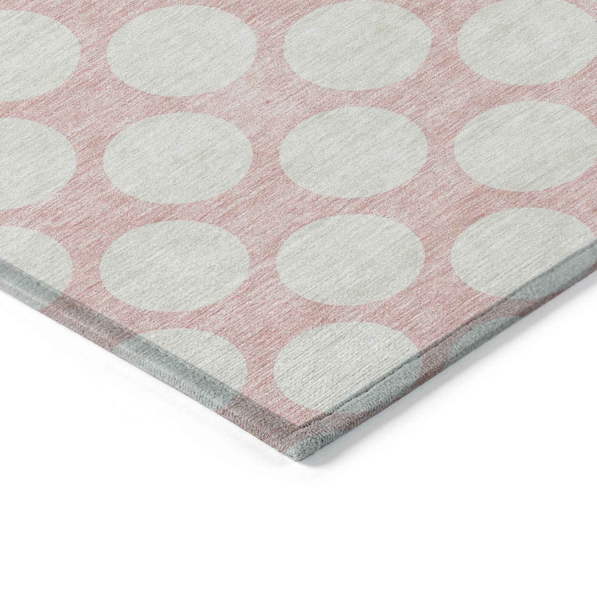 3' X 5' Pink And Gray Polka Dot Washable Indoor Outdoor Area Rug