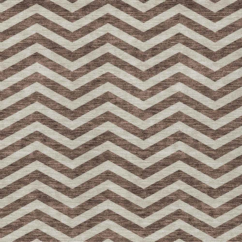 3' X 5' Brown And Beige Chevron Washable Indoor Outdoor Area Rug