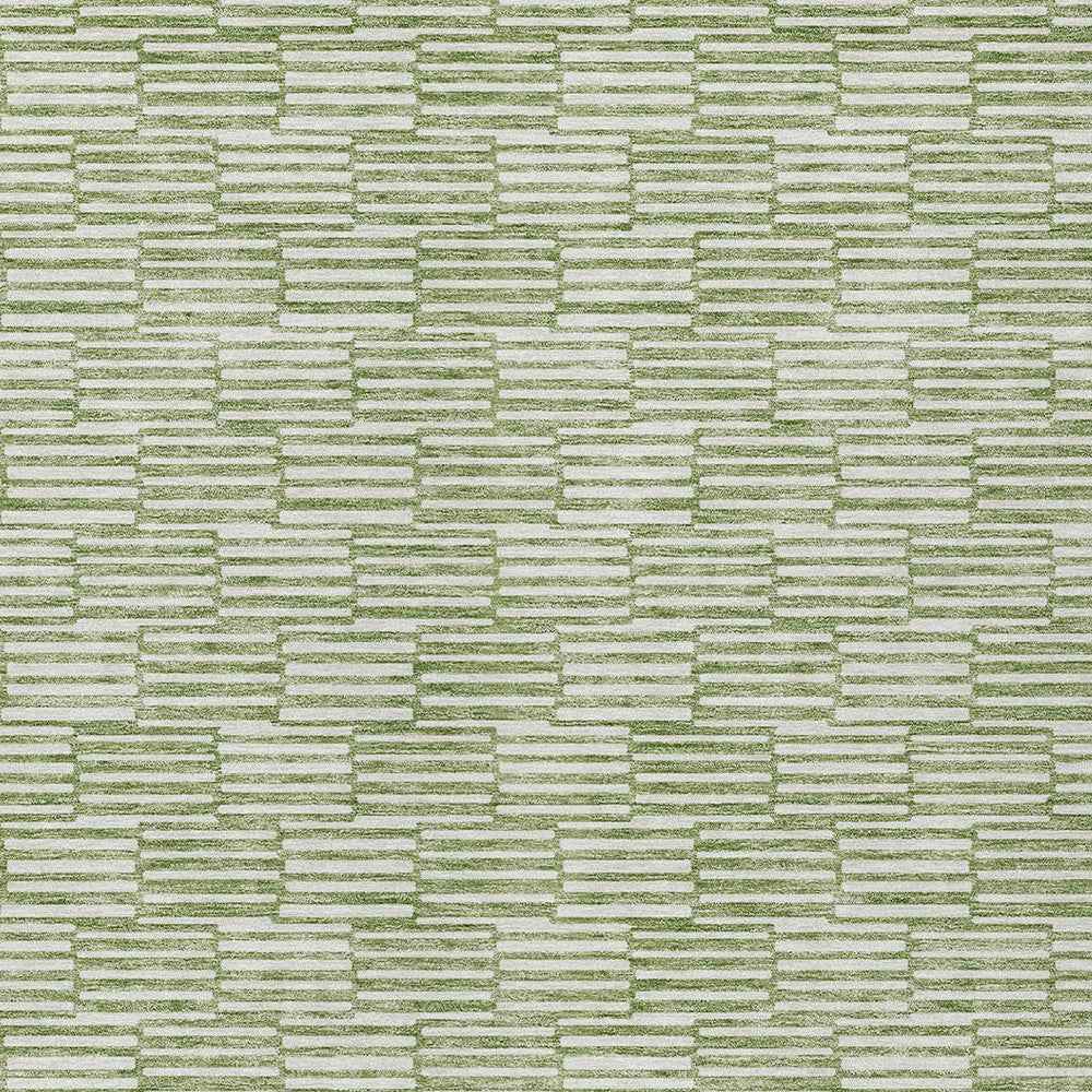 5' X 8' Green And Ivory Geometric Washable Indoor Outdoor Area Rug
